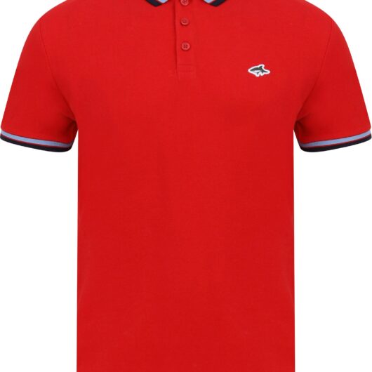 Polo Shirts Waterloo Cotton Pique Polo Shirt with Tipping In Scarlet Sage - Le Shark / S - Tokyo Laundry