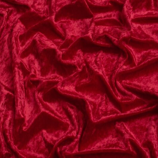 Minerva Core Range Crush Velvet Stretch Knit Fabric Scarlet Red
