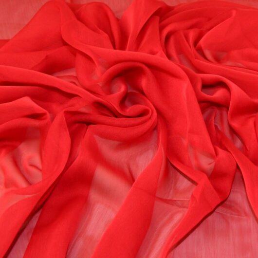 Minerva Core Range Gemini Crinkle Sheer Chiffon Fabric Scarlet