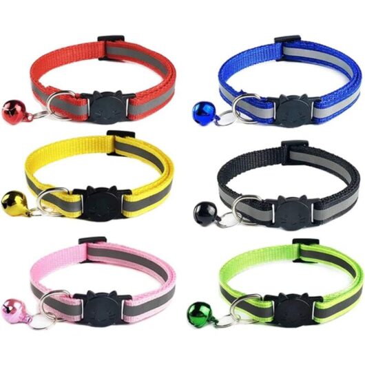 Dhklfa - 6X Cat Anti Strangulation Collar Kittens Puppy Reflective Adjustable with Bell and Safety Buckle, Fits Most Household Cats, 6 Pcs