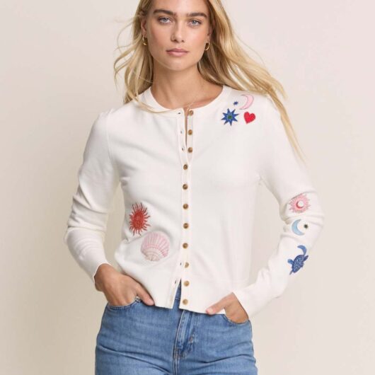 Nobody's Child X Elizabeth Scarlett Embroidered Cardigan Cream
