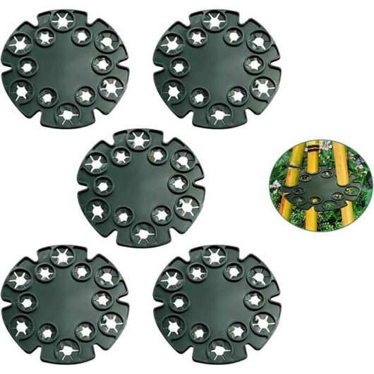 Rose - Pink-5 Pack Bamboo Wigwam Cane Holders with 12 Holes for Garden Climbing Plants, Beans, Peas, Sweet Peas, Tomatoes, Cucumbers