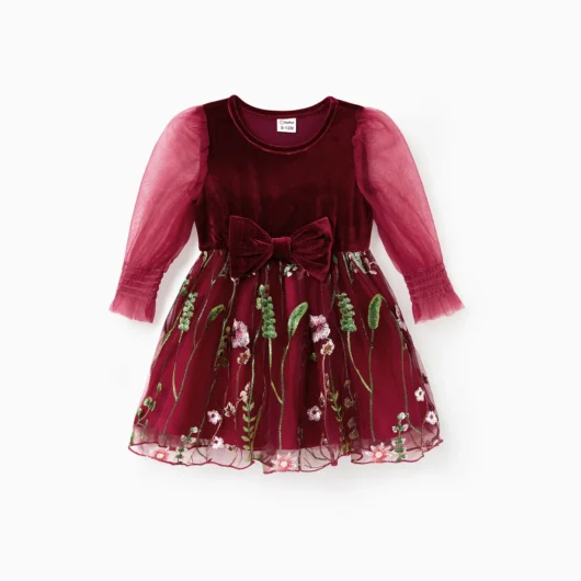 Scarlet Matching Family Outfits Plaid Shirt or Embroidered Tulle Dress